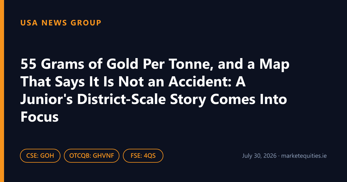 USA News Group: 55 Grams of Gold Per Tonne, and a Map That Says It Is Not an Accident: A Junior's District-Scale…