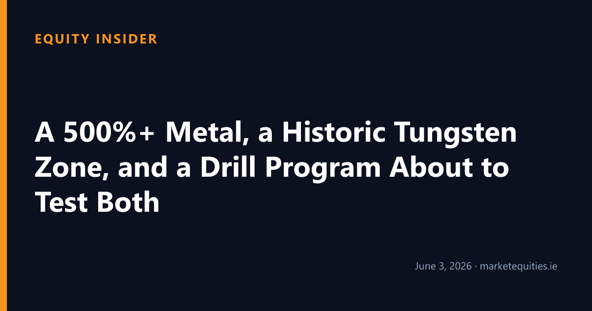 Equity Insider: A 500%+ Metal, a Historic Tungsten Zone, and a Drill Program About to Test Both