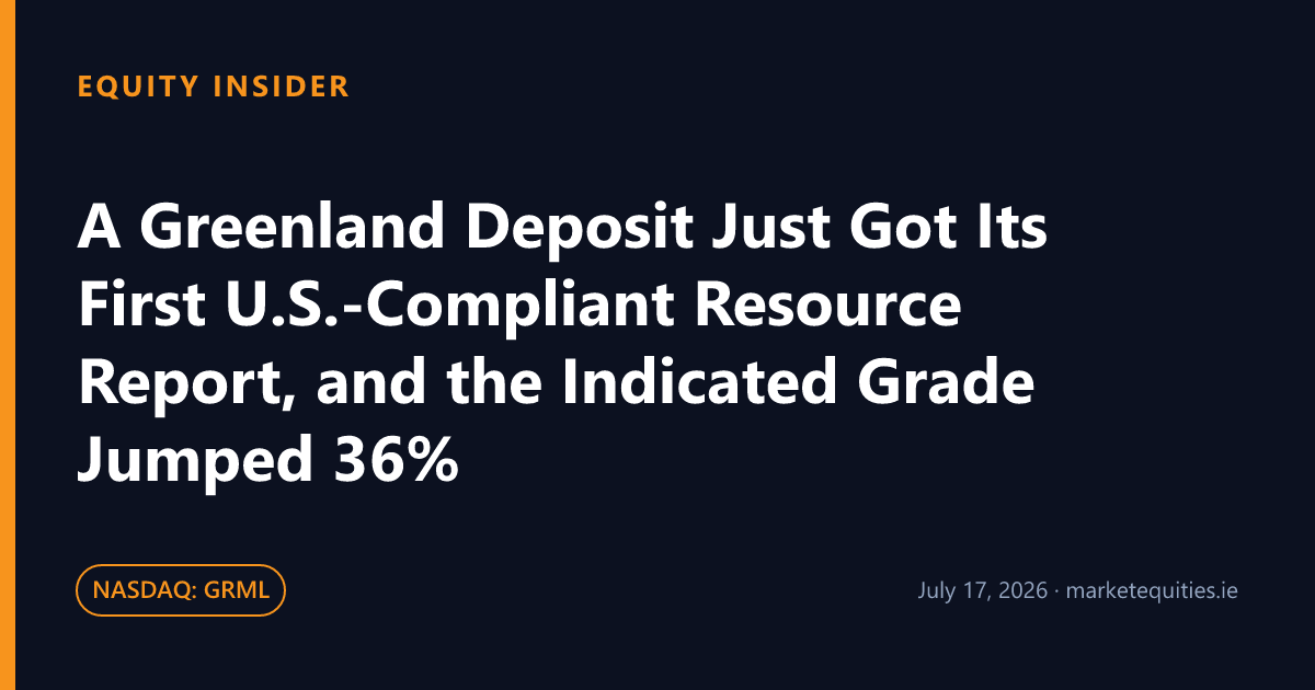 Equity Insider: A Greenland Deposit Just Got Its First U.S.-Compliant Resource Report, and the Indicated Grade…