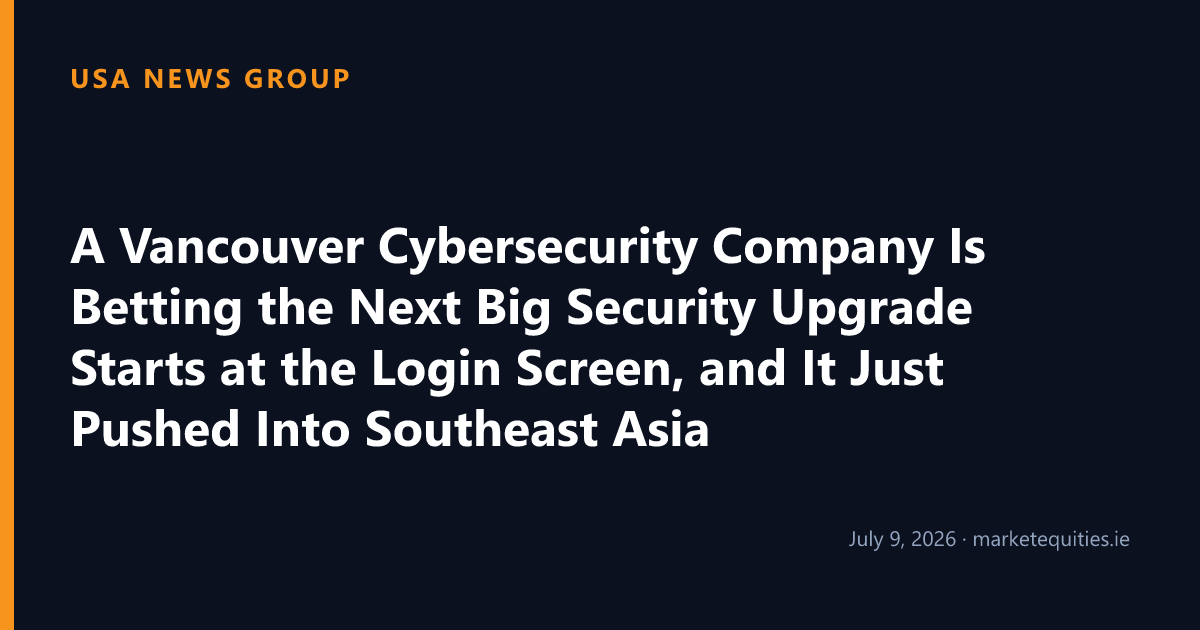 USA News Group: A Vancouver Cybersecurity Company Is Betting the Next Big Security Upgrade Starts at the Login…