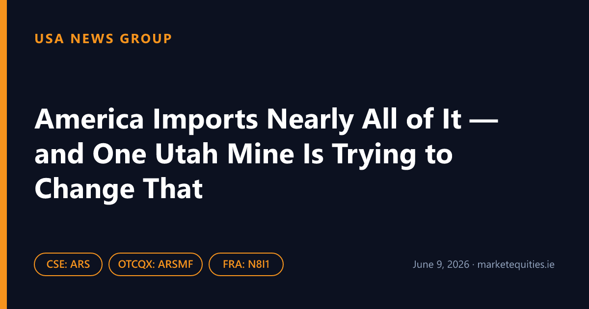 USA News Group: America Imports Nearly All of It — and One Utah Mine Is Trying to Change That