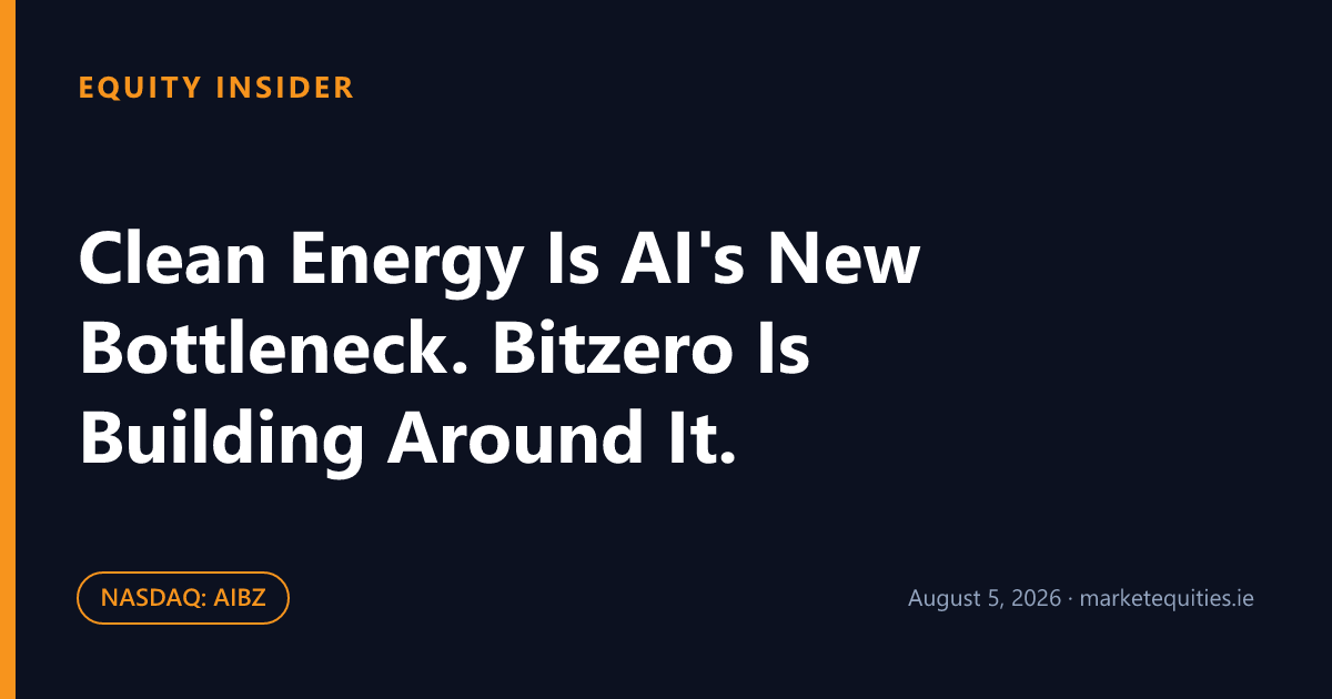 Equity Insider: Clean Energy Is AI's New Bottleneck. Bitzero Is Building Around It.