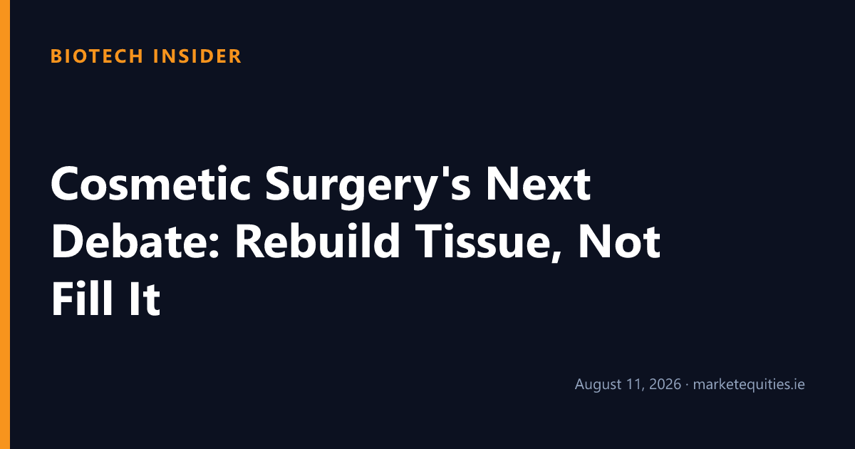 Biotech Insider: Cosmetic Surgery's Next Debate: Rebuild Tissue, Not Fill It