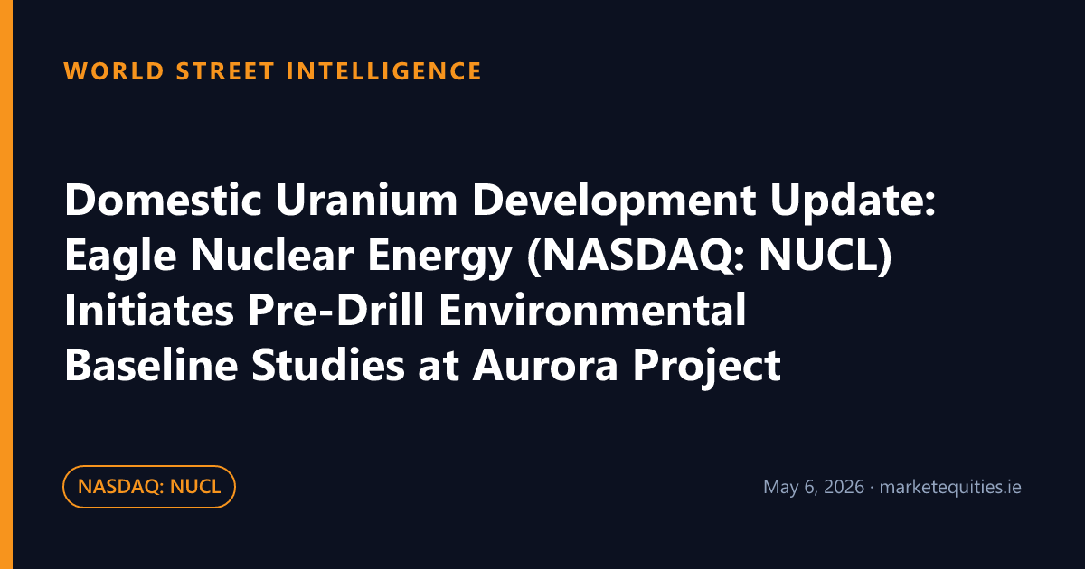 World Street Intelligence: Domestic Uranium Development Update: Eagle Nuclear Energy (NASDAQ: NUCL) Initiates Pre-Drill…