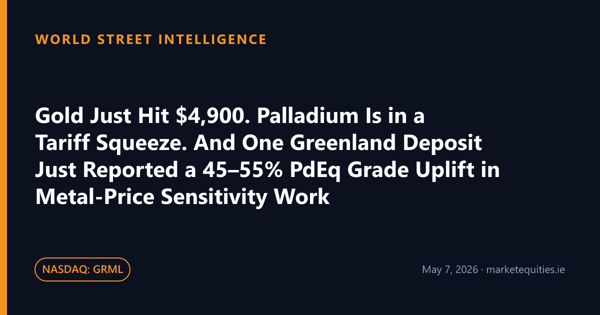 World Street Intelligence: Gold Just Hit $4,900. Palladium Is in a Tariff Squeeze. And One Greenland Deposit Just Reported a…