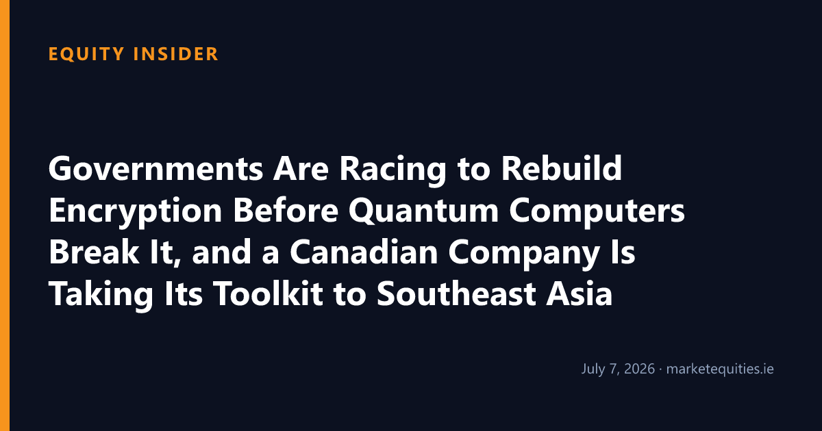 Equity Insider: Governments Are Racing to Rebuild Encryption Before Quantum Computers Break It, and a Canadian…