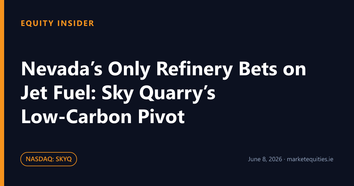 Equity Insider: Nevada’s Only Refinery Bets on Jet Fuel: Sky Quarry’s Low-Carbon Pivot