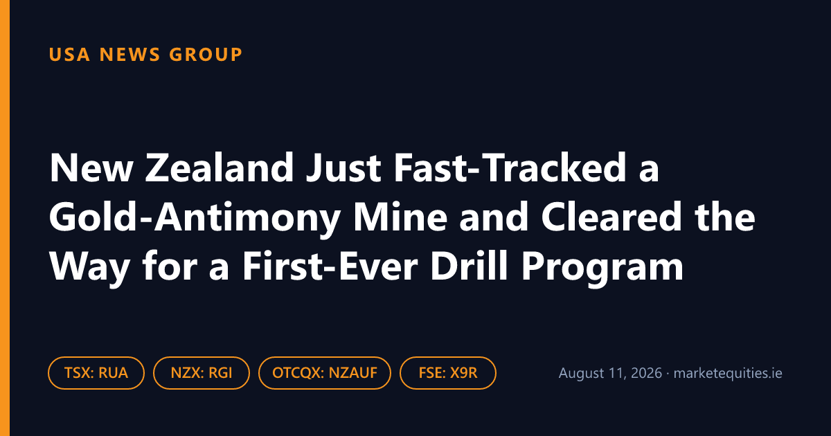 USA News Group: New Zealand Just Fast-Tracked a Gold-Antimony Mine and Cleared the Way for a First-Ever Drill…