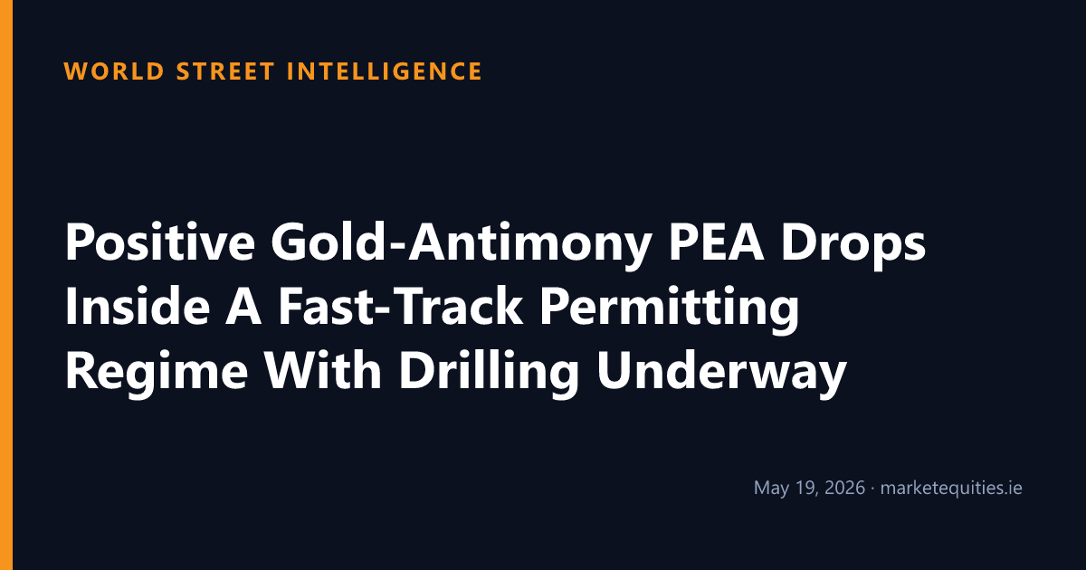 World Street Intelligence: Positive Gold-Antimony PEA Drops Inside A Fast-Track Permitting Regime With Drilling Underway