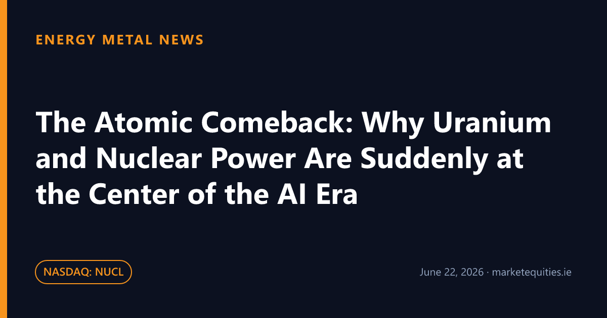Energy Metal News: The Atomic Comeback: Why Uranium and Nuclear Power Are Suddenly at the Center of the AI Era